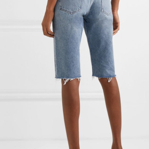 AGOLDE Straight-fit Denim Shorts In Mid Denim size 24 - Picture 7 of 8